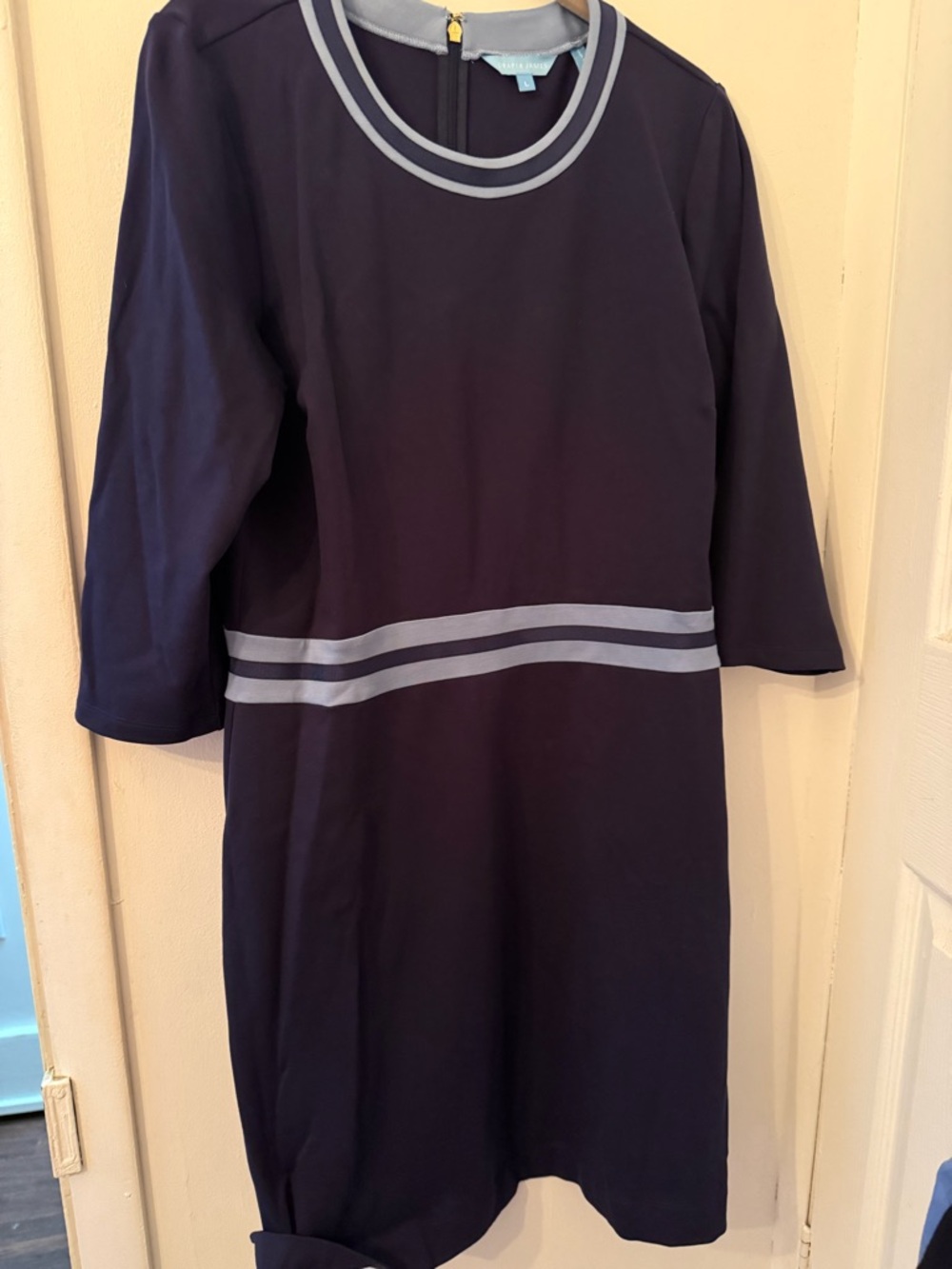 Draper James Deep Navy Dress with Light Blue Trim